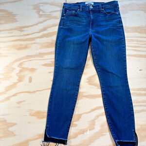 Pistola Jeans Size 30 Straight Leg Crop Womens Raw Hem Side Slit Mid Rise Denim